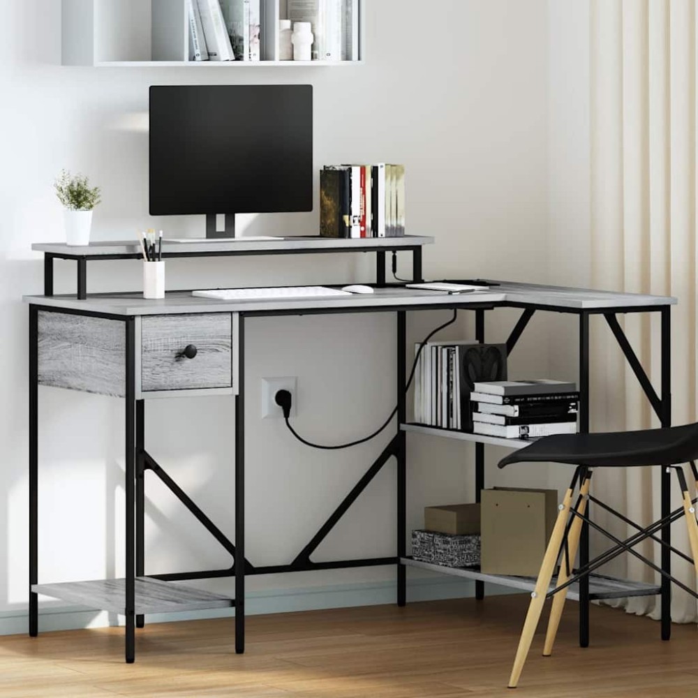 vidaXL Birou sonoma gri 120 x 79 x 86.5 cm Lemn compozit