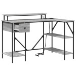 vidaXL Birou cu sertar sonoma gri 120 x 79 x 86.5 cm Lemn compozit