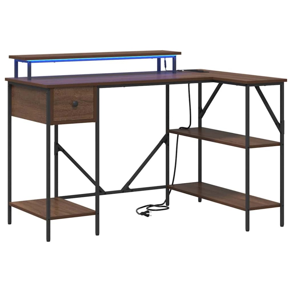 vidaXL Birou cu sertar Stejar închis 120 x 79 x 86,5 cm Lemn compozit