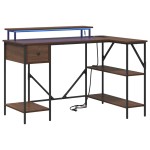 vidaXL Birou cu sertar Stejar închis 120 x 79 x 86,5 cm Lemn compozit