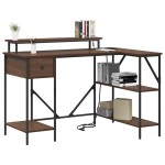 vidaXL Birou cu sertar Stejar închis 120 x 79 x 86,5 cm Lemn compozit