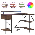 vidaXL Birou cu sertar Stejar închis 120 x 79 x 86,5 cm Lemn compozit