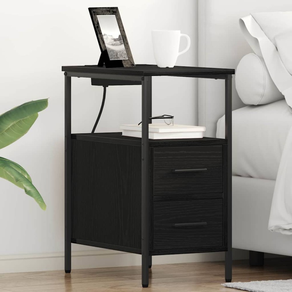 vidaXL Dulap de noapte Stejar negru 30 x 48 x 61 cm Lemn compozit