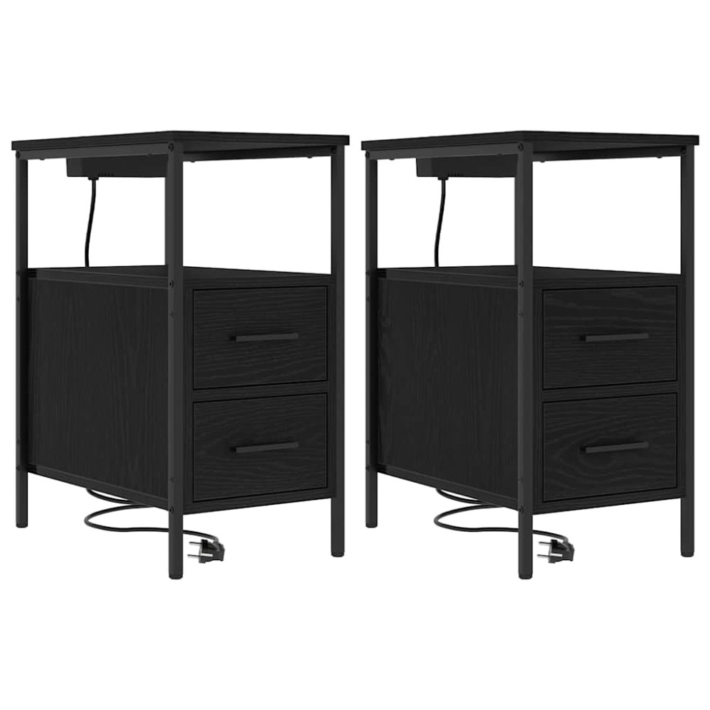 vidaXL Noptiere 2 pcs Stejar negru 30 x 48 x 61 cm Lemn compozit