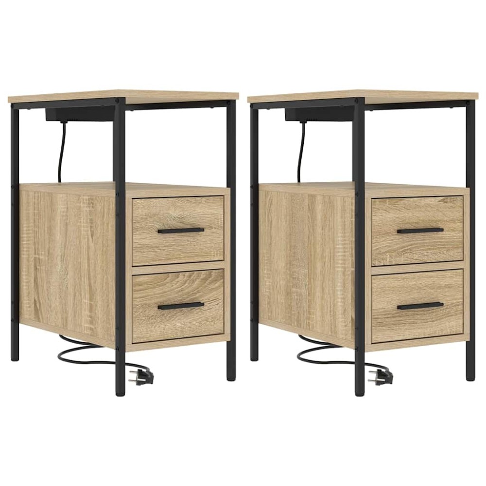 vidaXL Noptiere 2 pcs Stejar sonoma 30 x 48 x 61 cm Lemn compozit