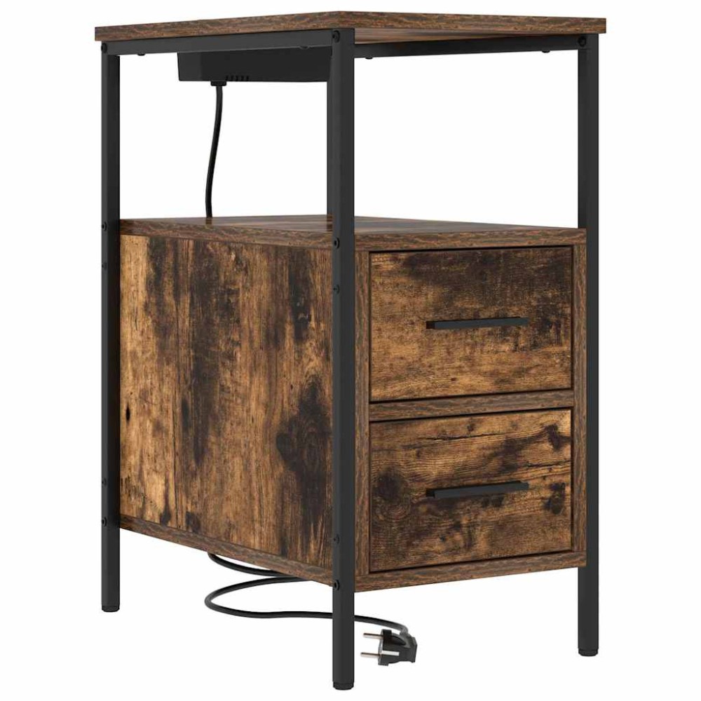 vidaXL Dulap de noapte Stejar afumat 30 x 48 x 61 cm Lemn compozit