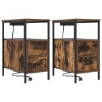 vidaXL Noptiere 2 pcs Stejar afumat 30 x 48 x 61 cm Lemn compozit