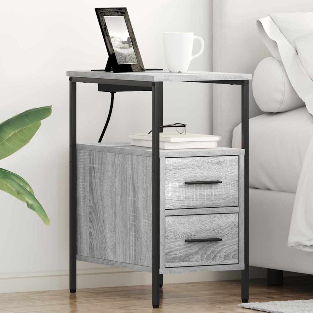 vidaXL Dulap de noapte sonoma gri 30 x 48 x 61 cm Lemn compozit