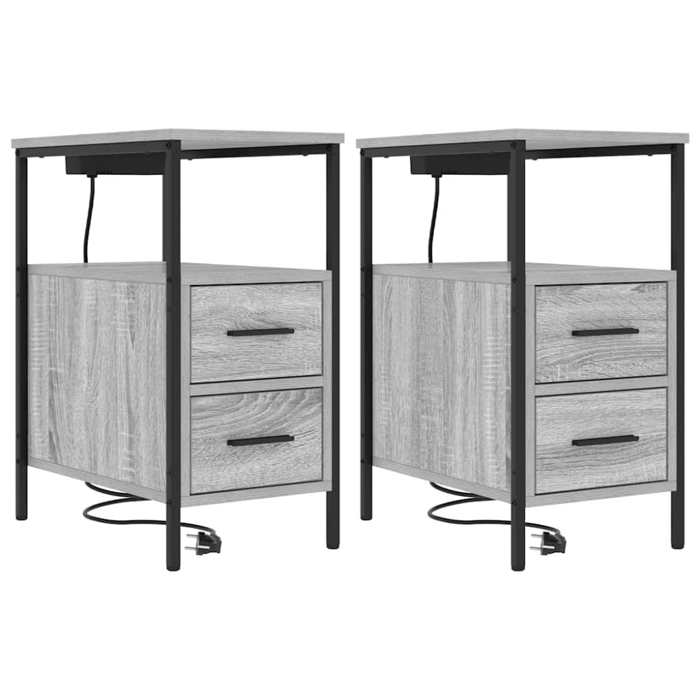 vidaXL Noptiere 2 pcs sonoma gri 30 x 48 x 61 cm Lemn compozit