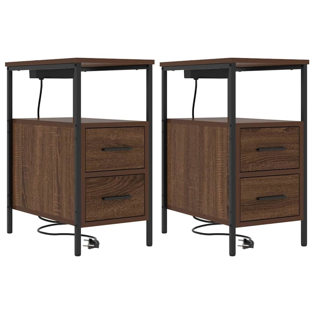 vidaXL Noptiere 2 pcs Stejar brun 30 x 48 x 61 cm Lemn compozit