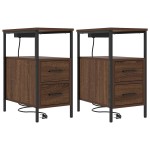 vidaXL Noptiere 2 pcs Stejar brun 30 x 48 x 61 cm Lemn compozit