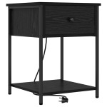 vidaXL Dulap de noapte cu sertar 2 pcs Stejar Negru 42 x 41 x 56 cm