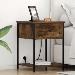 vidaXL Dulap de noapte Stejar afumat 42 x 41 x 56 cm Lemn compozit vidaXL Dulap de noapte Stejar afumat 42 x 41 x 56 cm Lemn compozit