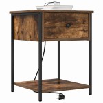 vidaXL Dulap de noapte cu sertar 2 pcs Stejar fumuriu 42 x 41 x 56 cm