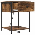 vidaXL Dulap de noapte cu sertar 2 pcs Stejar fumuriu 42 x 41 x 56 cm