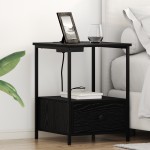vidaXL Cabinet de noptiere cu stație de încărcare 2 pcs Stejar negru vidaXL Cabinet de noptiere cu stație de încărcare 2 pcs Stejar negru