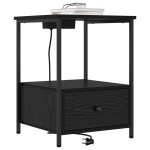 vidaXL Cabinet de noptiere cu stație de încărcare 2 pcs Stejar negru vidaXL Cabinet de noptiere cu stație de încărcare 2 pcs Stejar negru