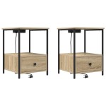 vidaXL Cabinet de noptiere cu stație de încărcare 2 pcs Stejar sonoma vidaXL Cabinet de noptiere cu stație de încărcare 2 pcs Stejar sonoma