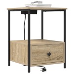 vidaXL Cabinet de noptiere cu stație de încărcare 2 pcs Stejar sonoma vidaXL Cabinet de noptiere cu stație de încărcare 2 pcs Stejar sonoma
