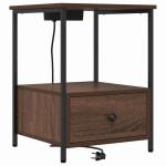 vidaXL Dulap de noapte cu sertar 2 pcs Stejar închis 42 x 41 x 56 cm