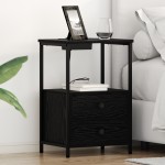 vidaXL Cabinet de noptiere cu stație de încărcare Stejar negru vidaXL Cabinet de noptiere cu stație de încărcare Stejar negru