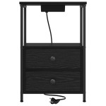 vidaXL Cabinet de noptiere cu stație de încărcare Stejar negru vidaXL Cabinet de noptiere cu stație de încărcare Stejar negru