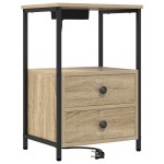 vidaXL Cabinet de noptiere cu stație de încărcare Stejar sonoma