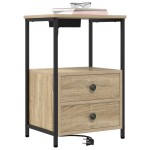 vidaXL Cabinet de noptiere cu stație de încărcare 2 pcs Stejar sonoma vidaXL Cabinet de noptiere cu stație de încărcare 2 pcs Stejar sonoma