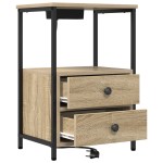 vidaXL Cabinet de noptiere cu stație de încărcare 2 pcs Stejar sonoma vidaXL Cabinet de noptiere cu stație de încărcare 2 pcs Stejar sonoma