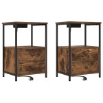 vidaXL Cabinet de noptiere cu stație de încărcare 2 pcs Stejar afumat vidaXL Cabinet de noptiere cu stație de încărcare 2 pcs Stejar afumat