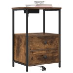 vidaXL Cabinet de noptiere cu stație de încărcare 2 pcs Stejar afumat vidaXL Cabinet de noptiere cu stație de încărcare 2 pcs Stejar afumat