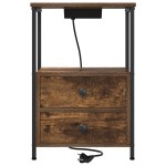 vidaXL Cabinet de noptiere cu stație de încărcare 2 pcs Stejar afumat vidaXL Cabinet de noptiere cu stație de încărcare 2 pcs Stejar afumat