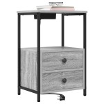 vidaXL Cabinet de noptiere cu stație de încărcare 2 pcs sonoma gri vidaXL Cabinet de noptiere cu stație de încărcare 2 pcs sonoma gri