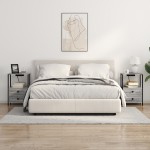 vidaXL Cabinet de noptiere cu stație de încărcare 2 pcs sonoma gri vidaXL Cabinet de noptiere cu stație de încărcare 2 pcs sonoma gri