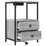 vidaXL Cabinet de noptiere cu stație de încărcare 2 pcs sonoma gri vidaXL Cabinet de noptiere cu stație de încărcare 2 pcs sonoma gri