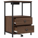 vidaXL Cabinet de noptiere cu stație de încărcare 2 pcs Stejar brun vidaXL Cabinet de noptiere cu stație de încărcare 2 pcs Stejar brun