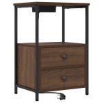 vidaXL Cabinet de noptiere cu stație de încărcare 2 pcs Stejar brun vidaXL Cabinet de noptiere cu stație de încărcare 2 pcs Stejar brun