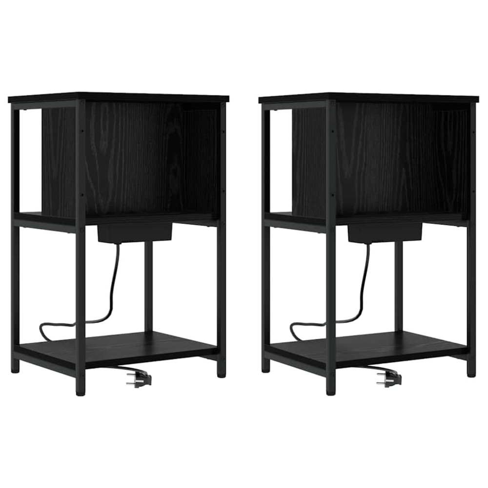vidaXL Dulap de noapte 2 pcs Stejar negru 38 x 31 x 61 cm