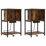 vidaXL Dulap de noapte 2 pcs Stejar afumat 38 x 31 x 61 cm vidaXL Dulap de noapte 2 pcs Stejar afumat 38 x 31 x 61 cm