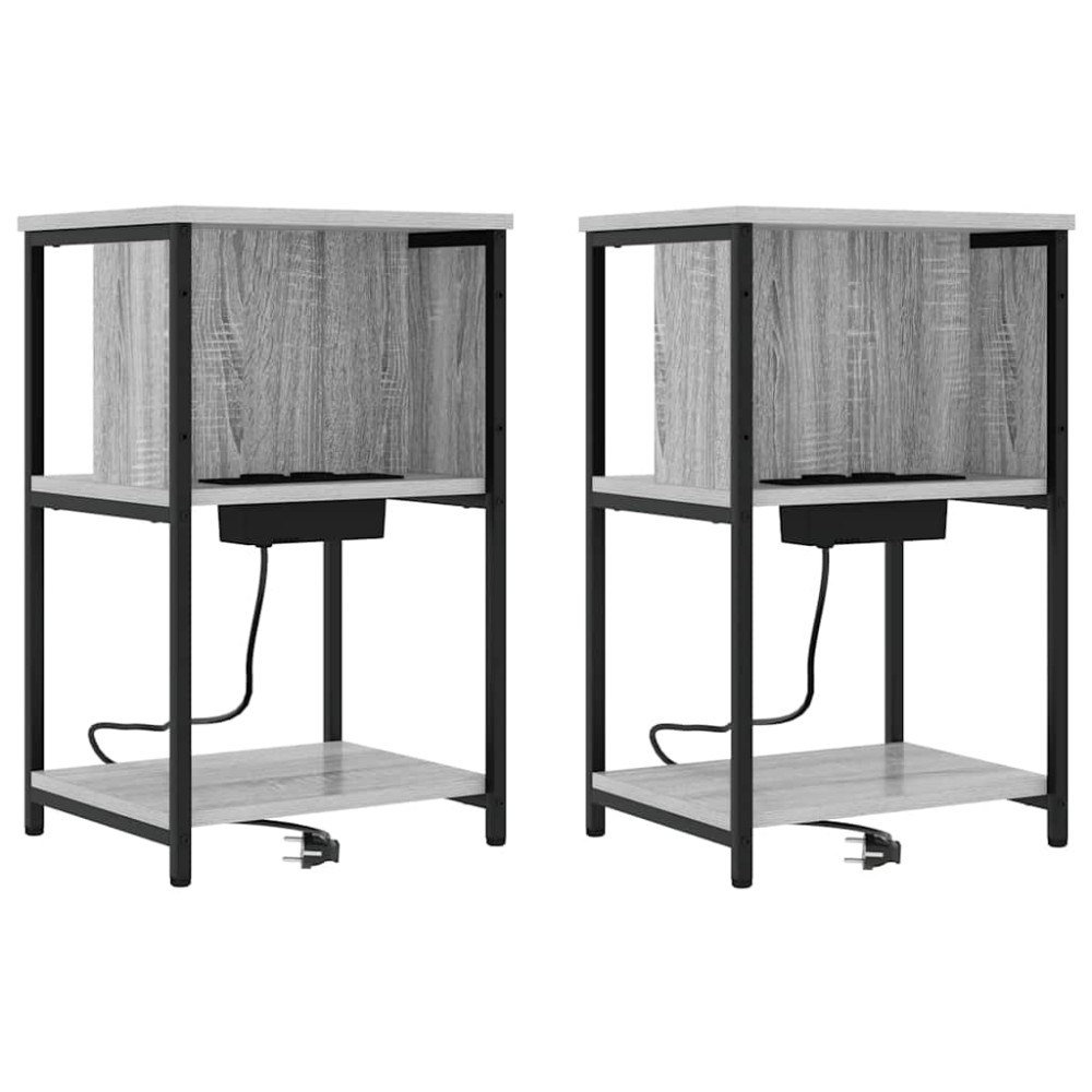vidaXL Dulap de noapte 2 pcs sonoma gri 38 x 31 x 61 cm Lemn compozit