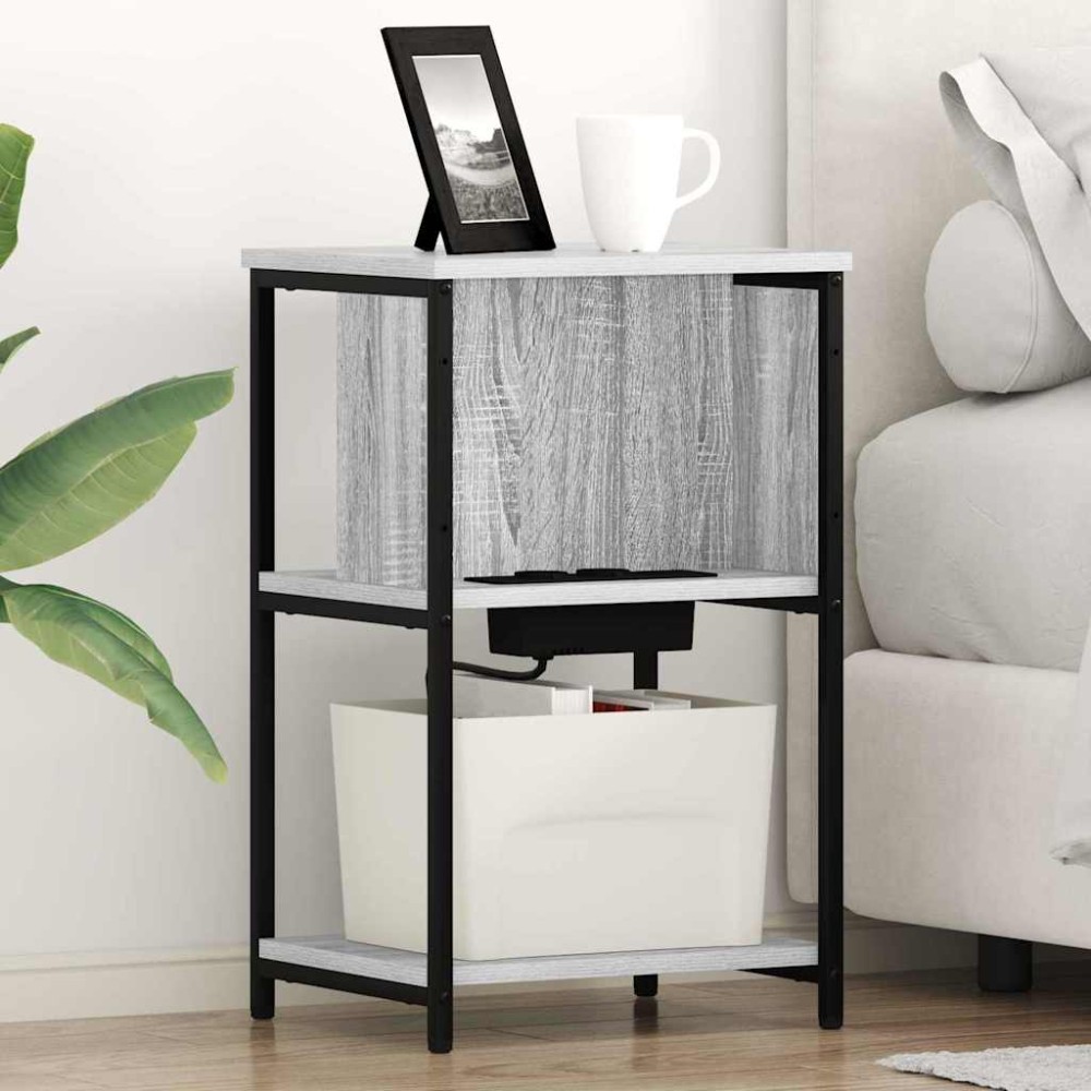 vidaXL Dulap de noapte 2 pcs sonoma gri 38 x 31 x 61 cm Lemn compozit