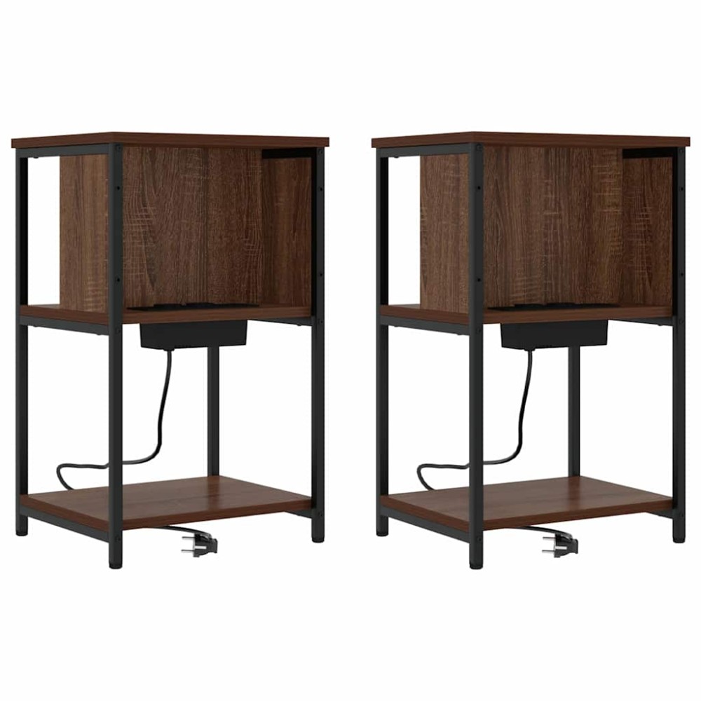 vidaXL Dulap de noapte 2 pcs Stejar brun 38 x 31 x 61 cm Lemn compozit