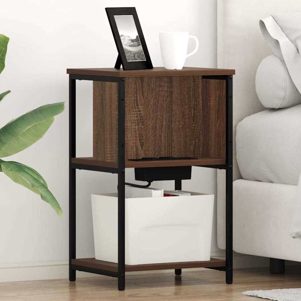 vidaXL Dulap de noapte 2 pcs Stejar brun 38 x 31 x 61 cm Lemn compozit
