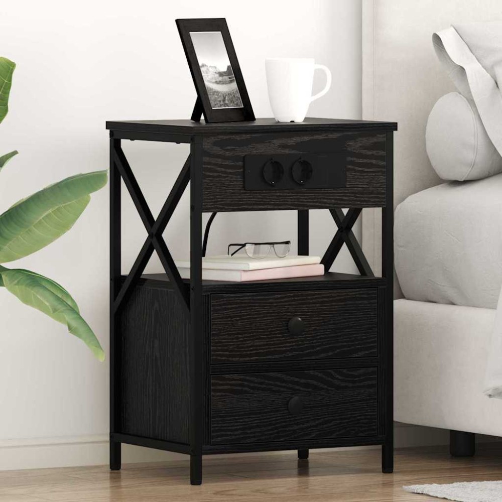 vidaXL Dulap de noapte Stejar negru 40 x 31 x 60 cm Lemn compozit