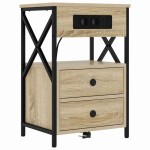 vidaXL Dulap de noapte cu sertar 2 pcs Stejar sonoma 40 x 31 x 60 cm vidaXL Dulap de noapte cu sertar 2 pcs Stejar sonoma 40 x 31 x 60 cm