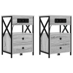 vidaXL Dulap de noapte 2 pcs sonoma gri 40 x 31 x 60 cm Lemn compozit vidaXL Dulap de noapte 2 pcs sonoma gri 40 x 31 x 60 cm Lemn compozit