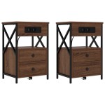 vidaXL Dulap de noapte 2 pcs Stejar brun 40 x 31 x 60 cm Lemn compozit vidaXL Dulap de noapte 2 pcs Stejar brun 40 x 31 x 60 cm Lemn compozit
