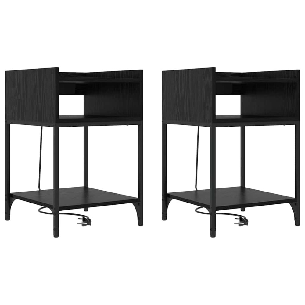 vidaXL Noptiere 2 pcs Stejar negru 40 x 40 x 61 cm Lemn compozit