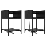vidaXL Noptiere 2 pcs Stejar negru 40 x 40 x 61 cm Lemn compozit
