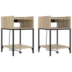 vidaXL Noptiere 2 pcs Stejar sonoma 40 x 40 x 61 cm Lemn compozit